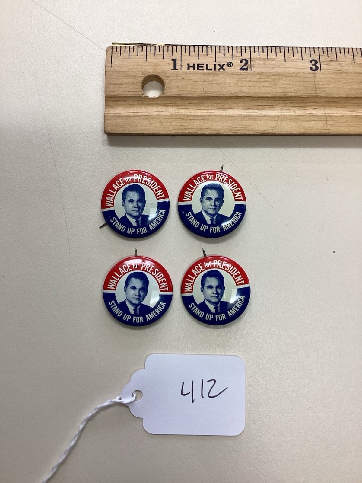Wallace For President Button Pins. (4 Buttons Total) (Lot 412)