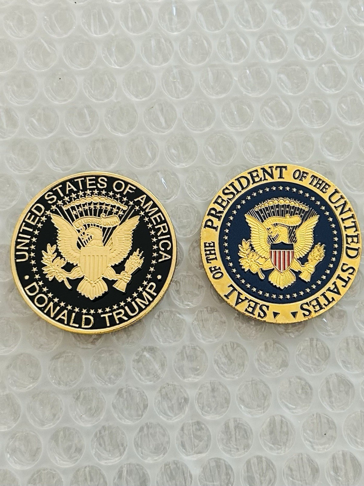 CHALLENGE COIN (2) SAVE AMERICA TRUMP GOLD 2024 REPUBLICAN MAGA BLUE & BLACK