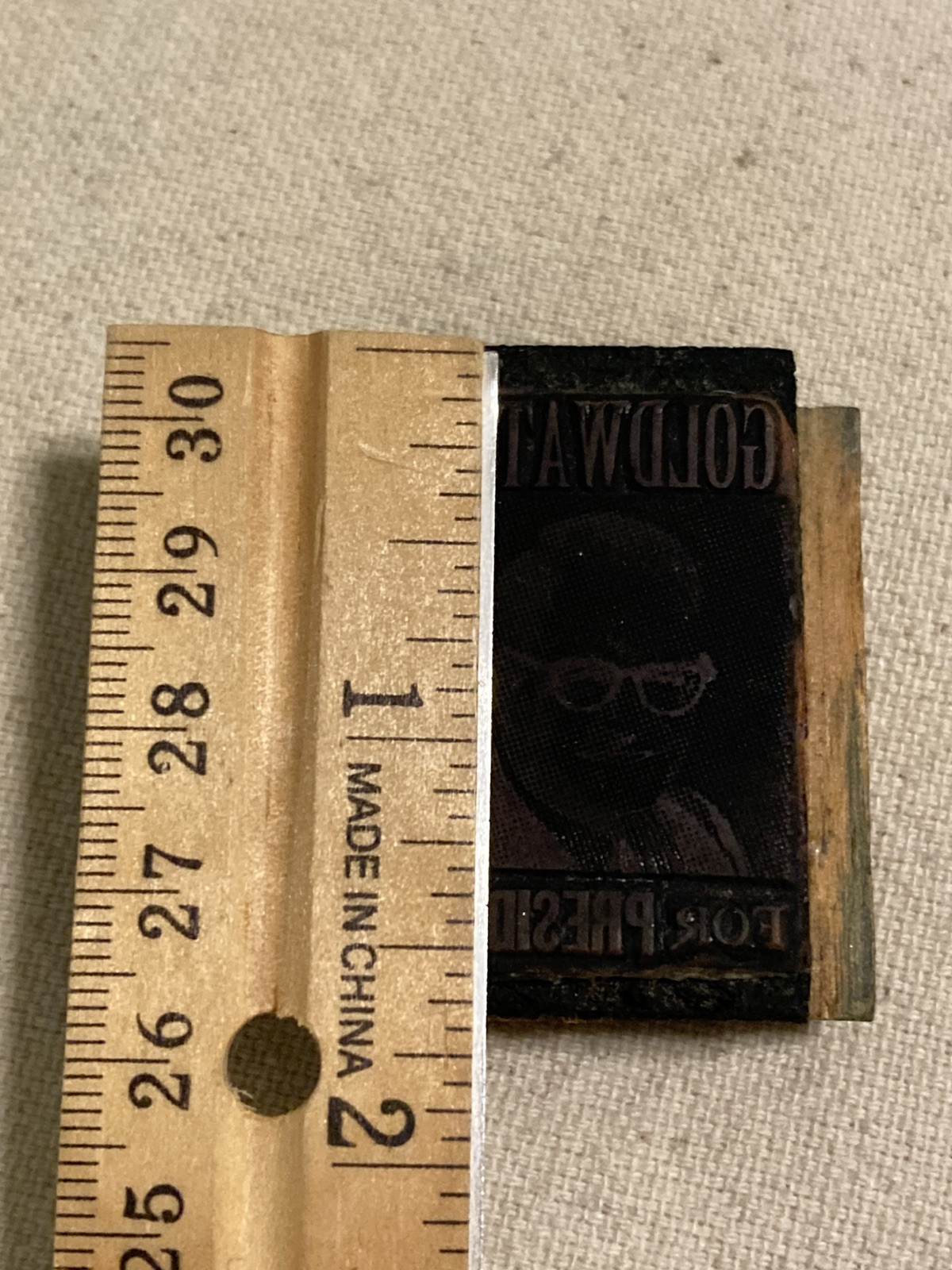 Barry Goldwater For President Wood stamp Press Campaign Republican Vintage Old