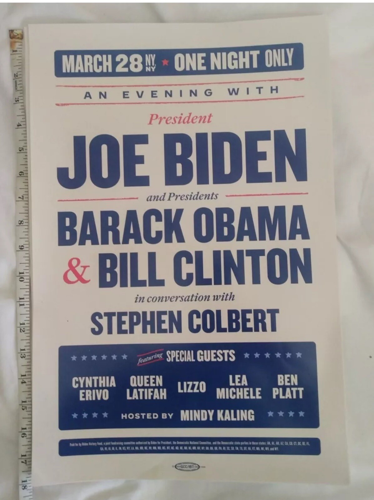 Joe Biden, Bill Clinton & Barack Obama Radio City Music Hall Official Poster