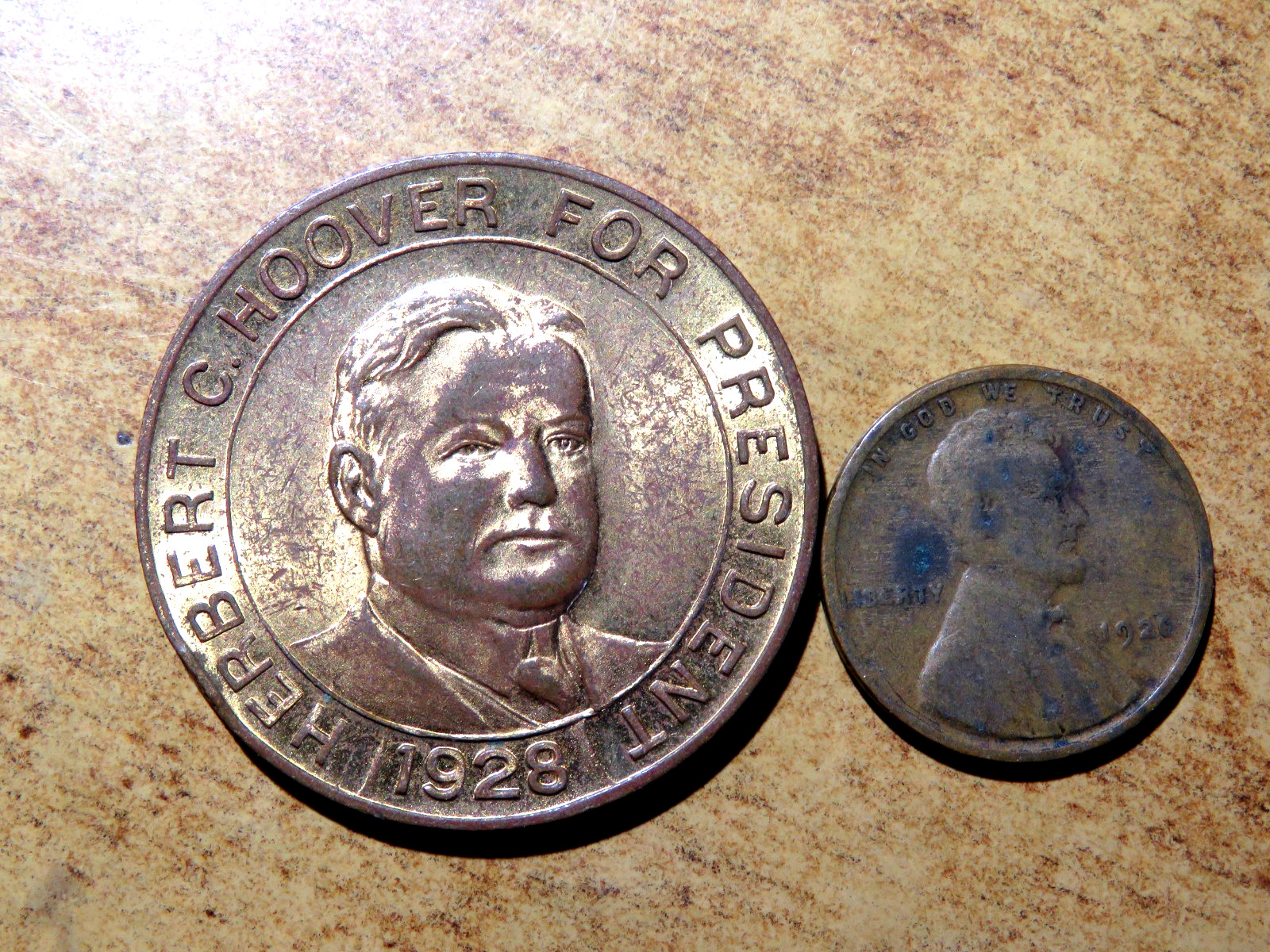 Rare Uncirculated Red/Brown Herbert Hoover 1928 Presidential Campaign Token D7
