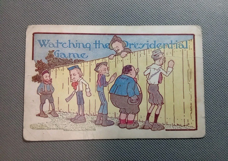 1908 Presidential Republican Candidates Linn Comical Postcard TR Taft Fairbanks