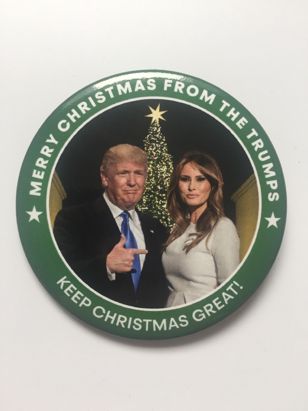 2024 Re-Elect President Donald Trump 3″ Button Merry Christmas from the Trumps