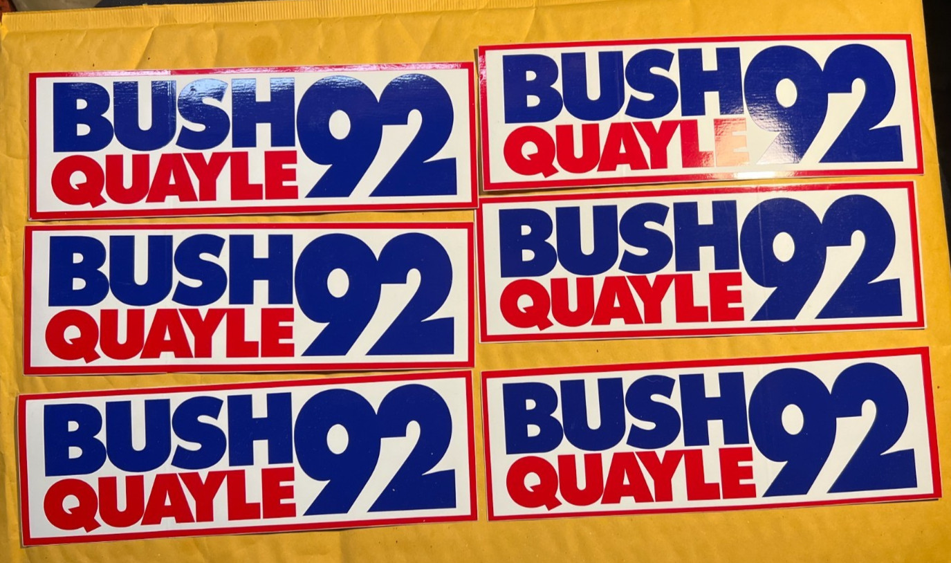 Lot of 6 Vintage Bush Quale 92 Bumper Stickers