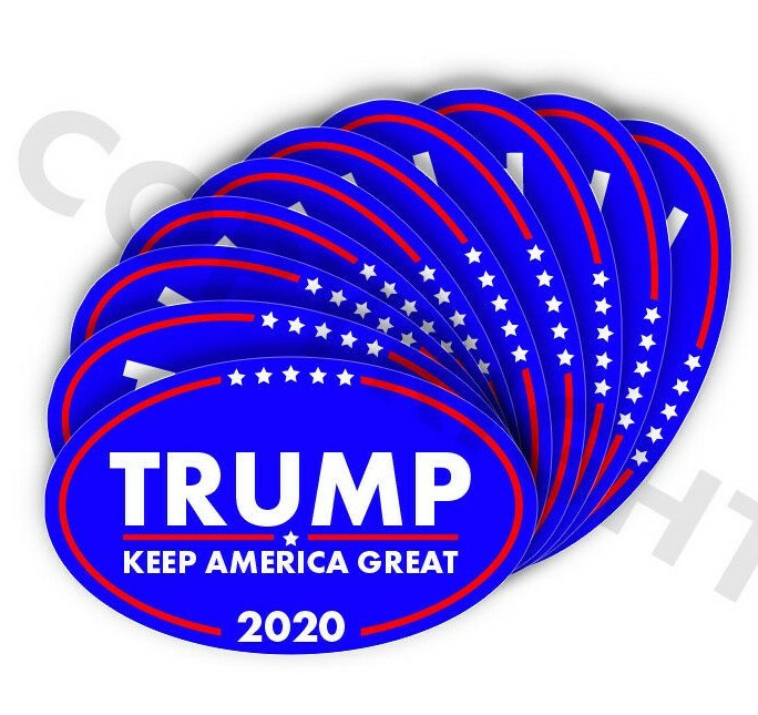 TRUMP 2020 Keep American Great Bumper Stickers Oval Decals Blue 3.5″ 10 pack