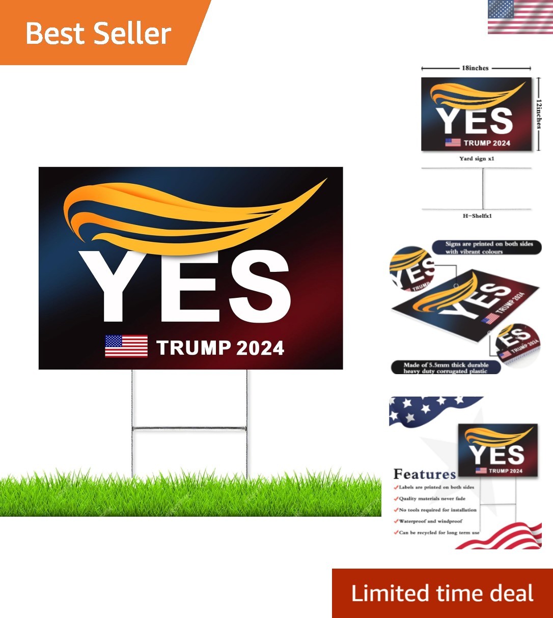 Support Trump with Double-Sided 18″ x 12″ Yard Signs – Easy to Install