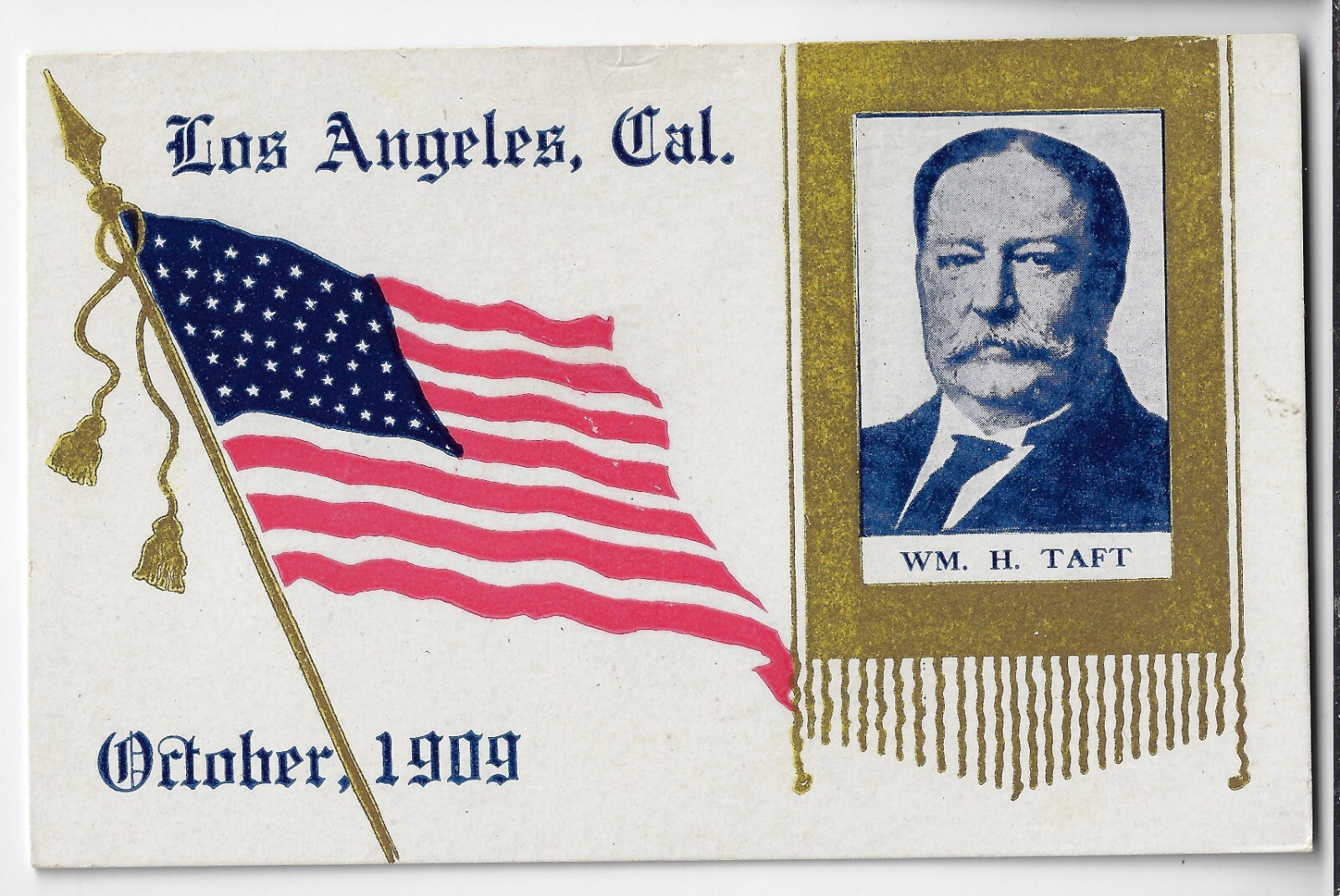 Lovely 1909 President Wm H. Taft’s Visit to Los Angeles Souvenir Event Postcard