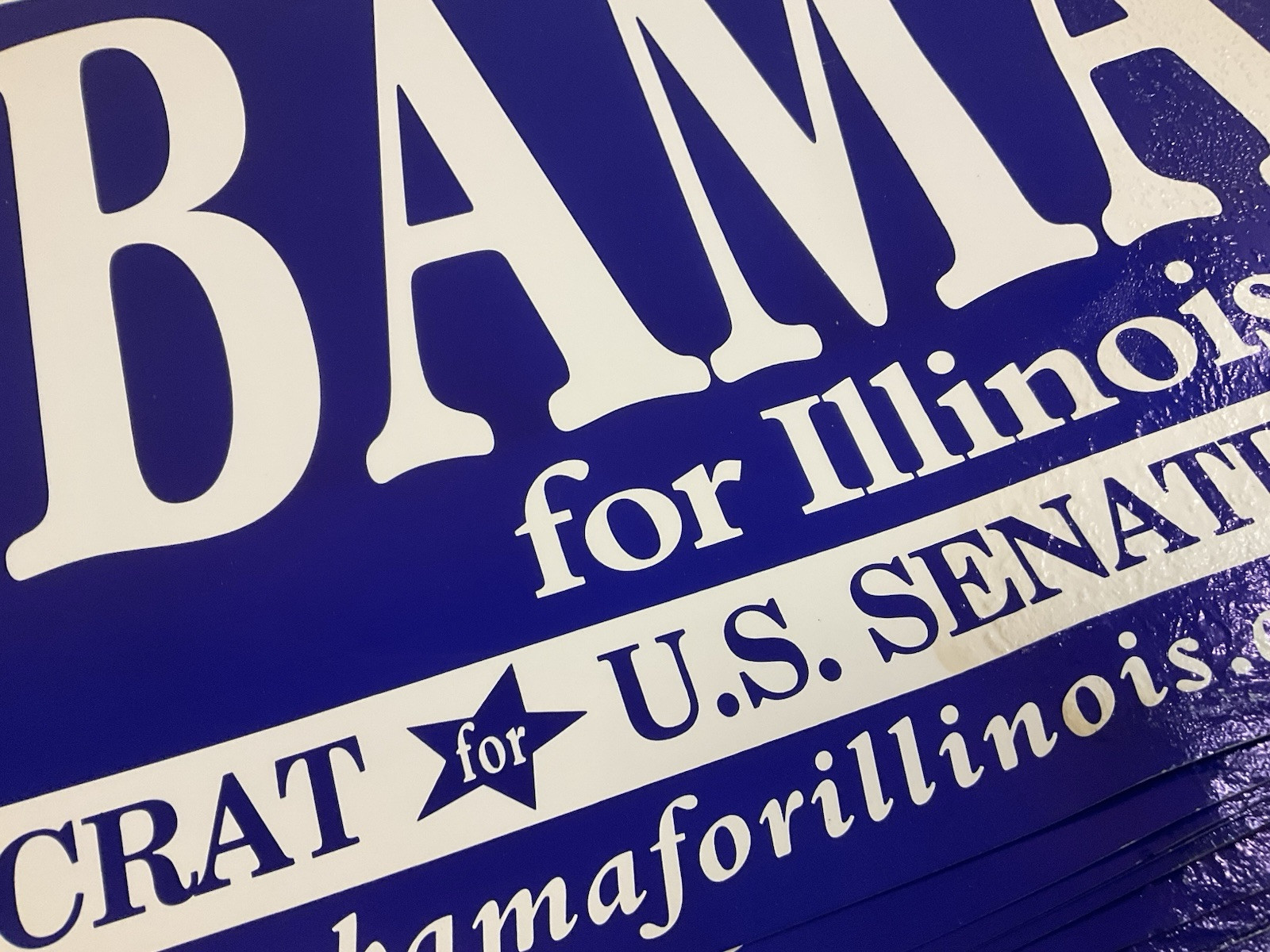 Barack Obama Campaign Authentic Rally Sign Poster 2004 Senate Democratic Party