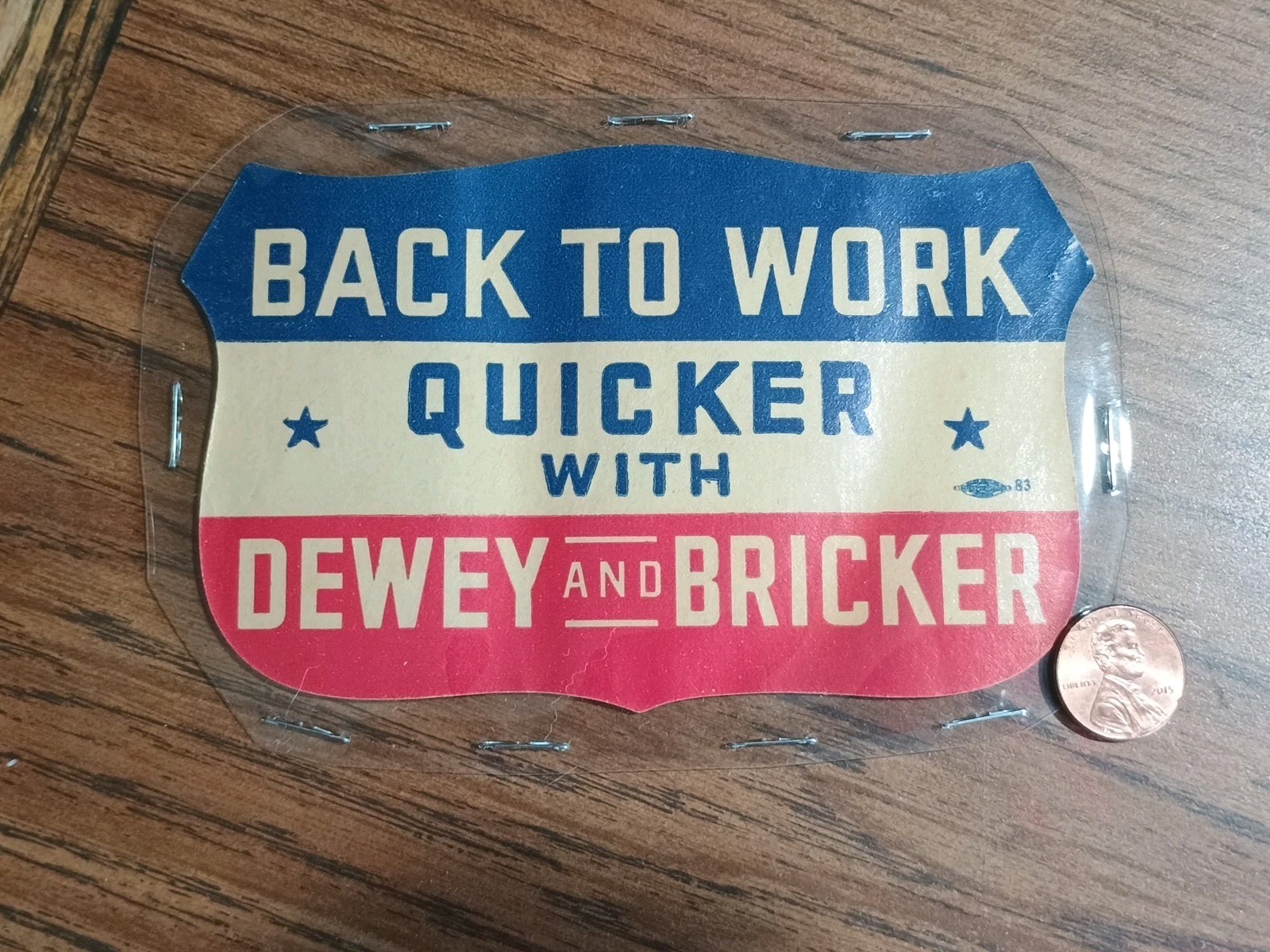 1944 THOMAS E. DEWEY JOHN BRICKER Presidential Campaign CAR WINDOW DECAL sticker