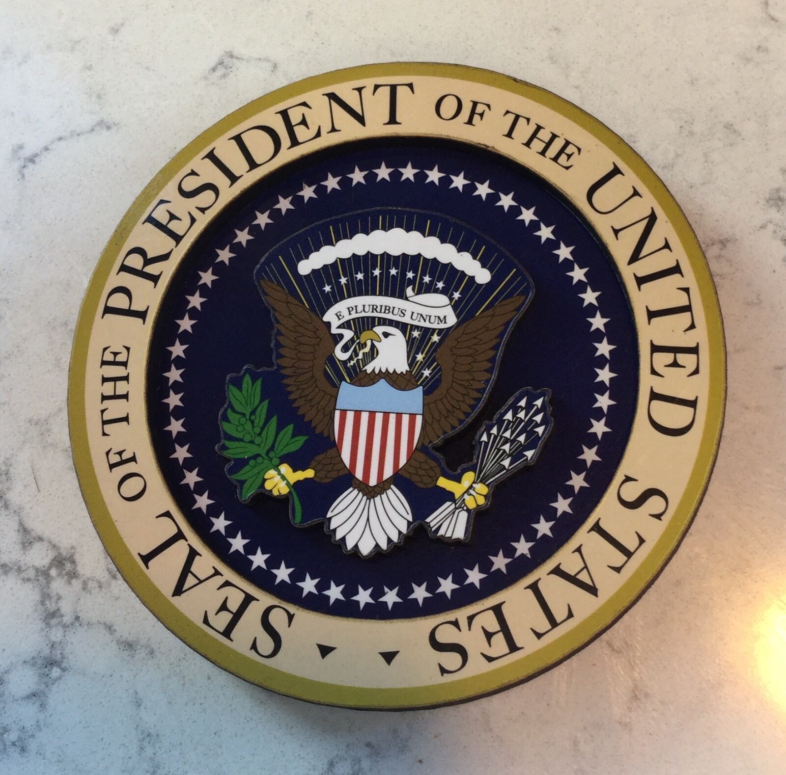 3 PRESIDENT EAGLE SEAL MAGNET WHITE HOUSE WOOD CARVED DEMOCRAT REPUBLICAN DAR