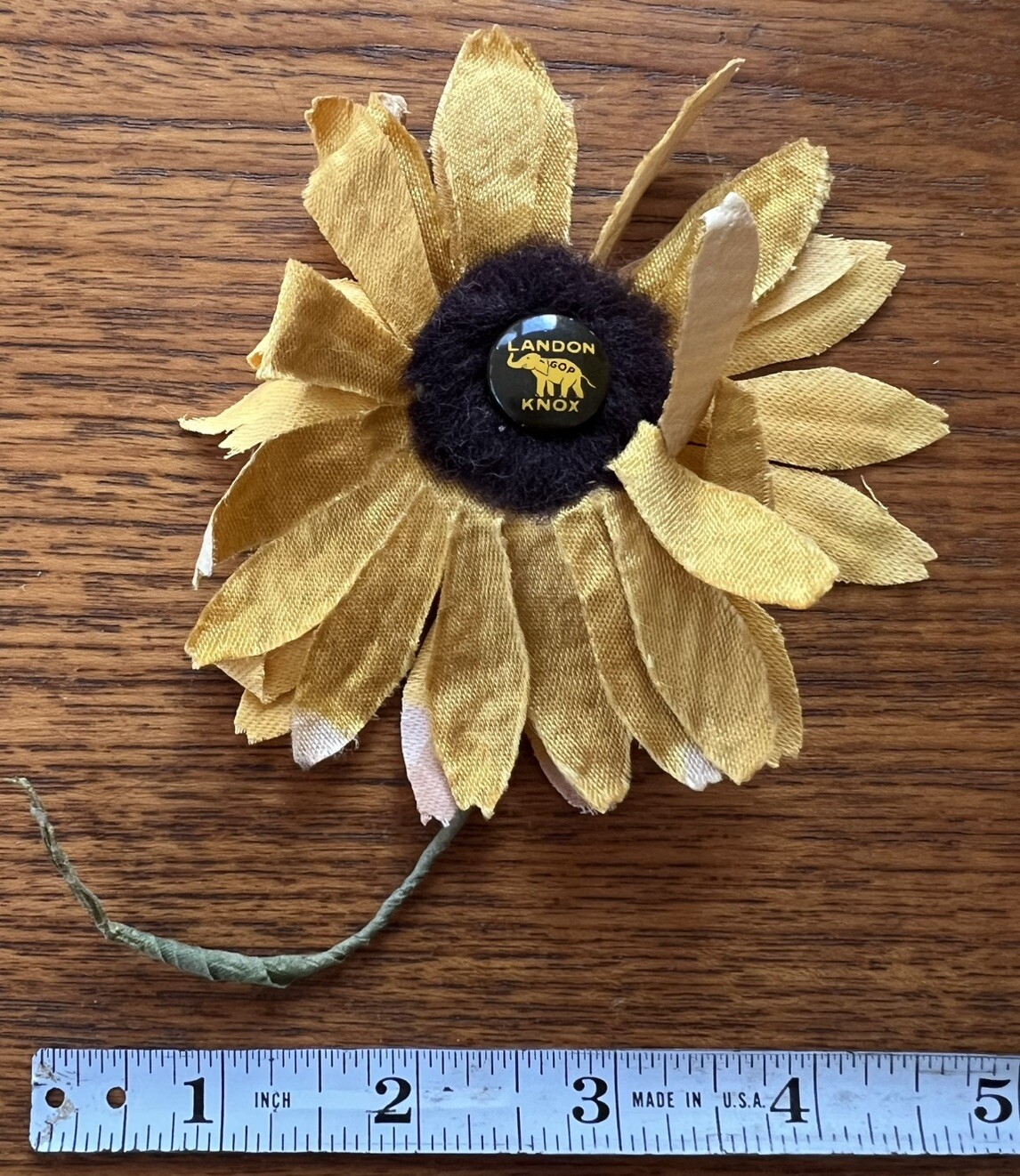 Antique 1936 Original Large Alf Landon President Campaign Fabric Sunflower RARE