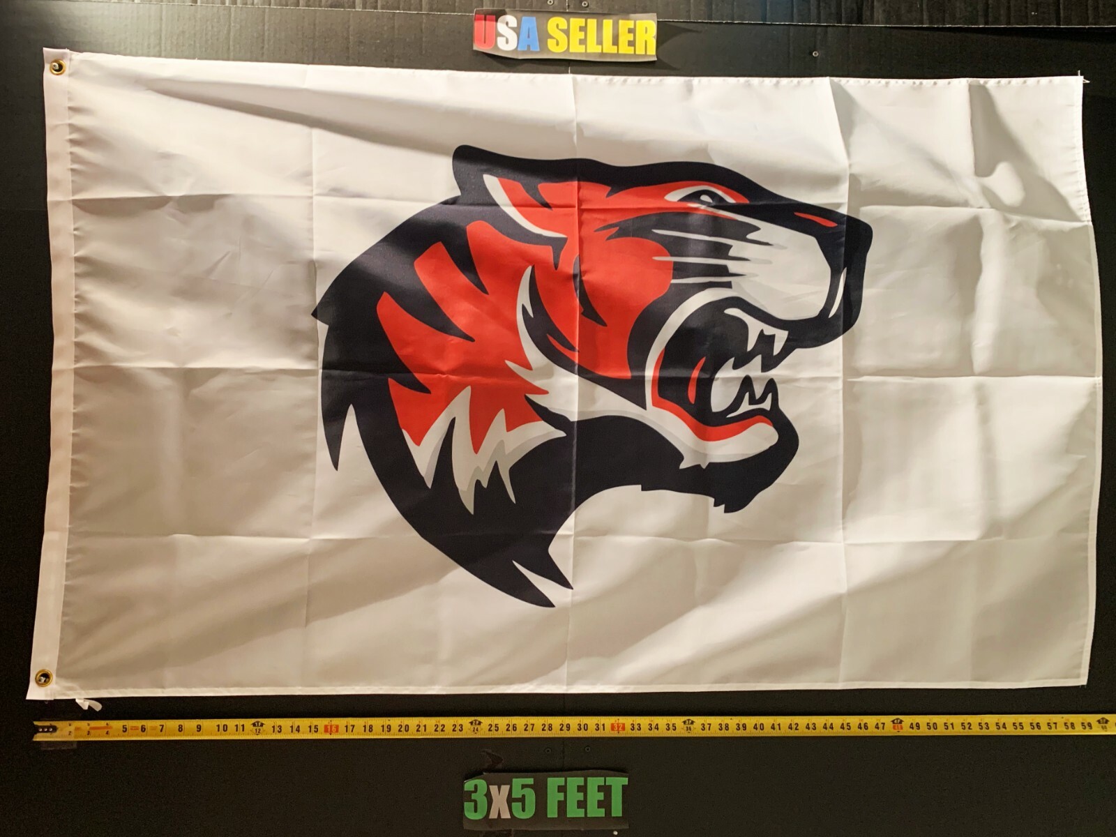 Tiger Flag FREE USA SHIP Orange B Tiger Face Roar Football Sport USA Sign 3×5′