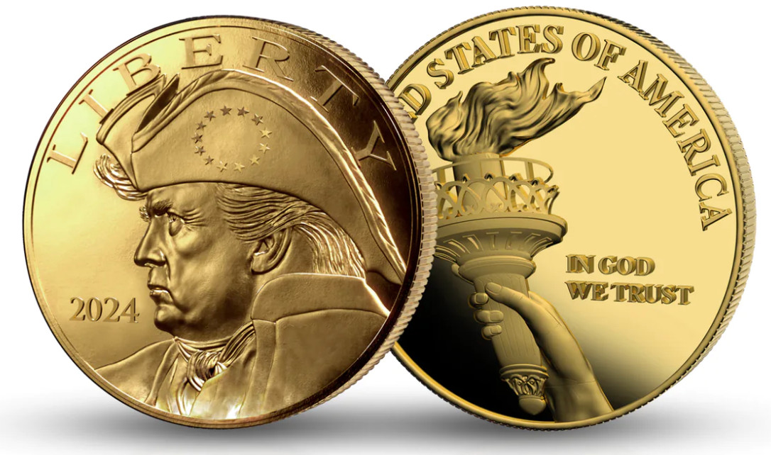 2024 Patriot Trump Gold Commemorative Coin, Uncirculated Reverse Liberty Torch