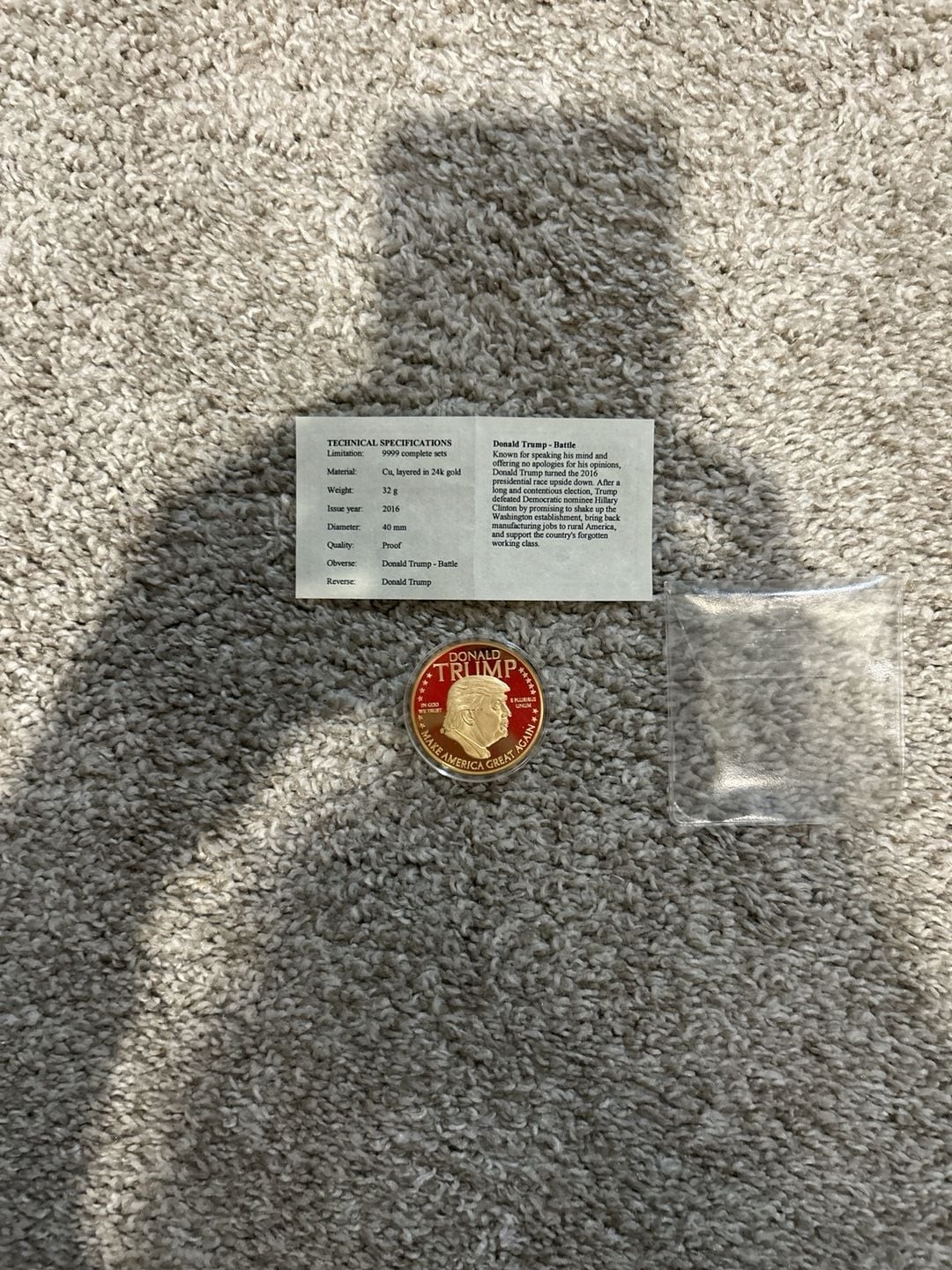 Speeches of Donald Trump Coin Collection Battle 24k Gold Layered Proof Coin with