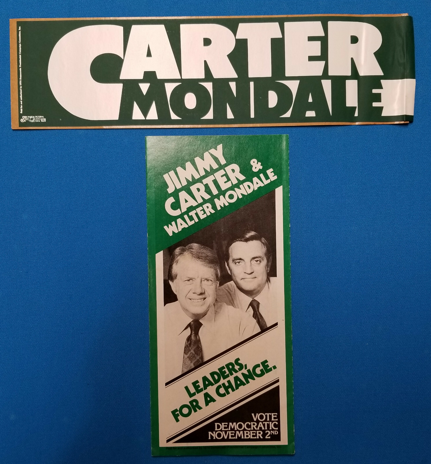Jimmy Carter & Walter Mondale Leaders for a Change Brochure & Bumper Sticker Set