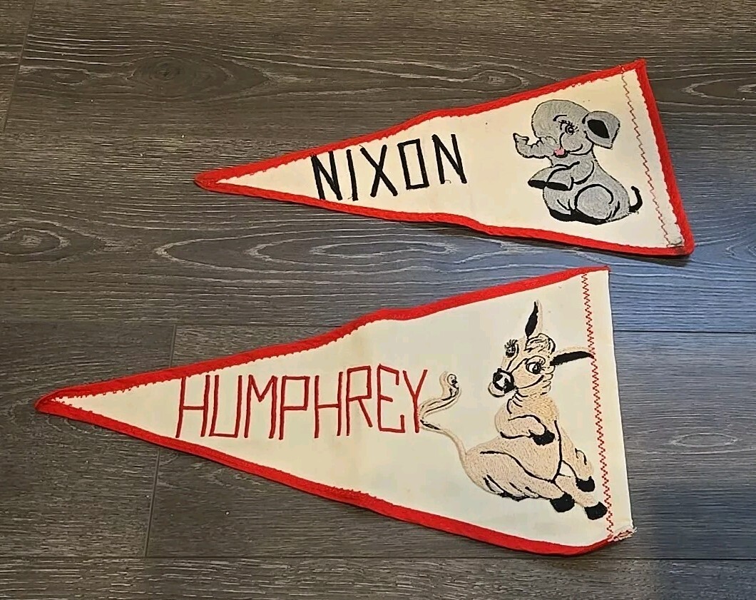 Vintage Rare 1968 Presidential Election Pennants Nixon Humphrey
