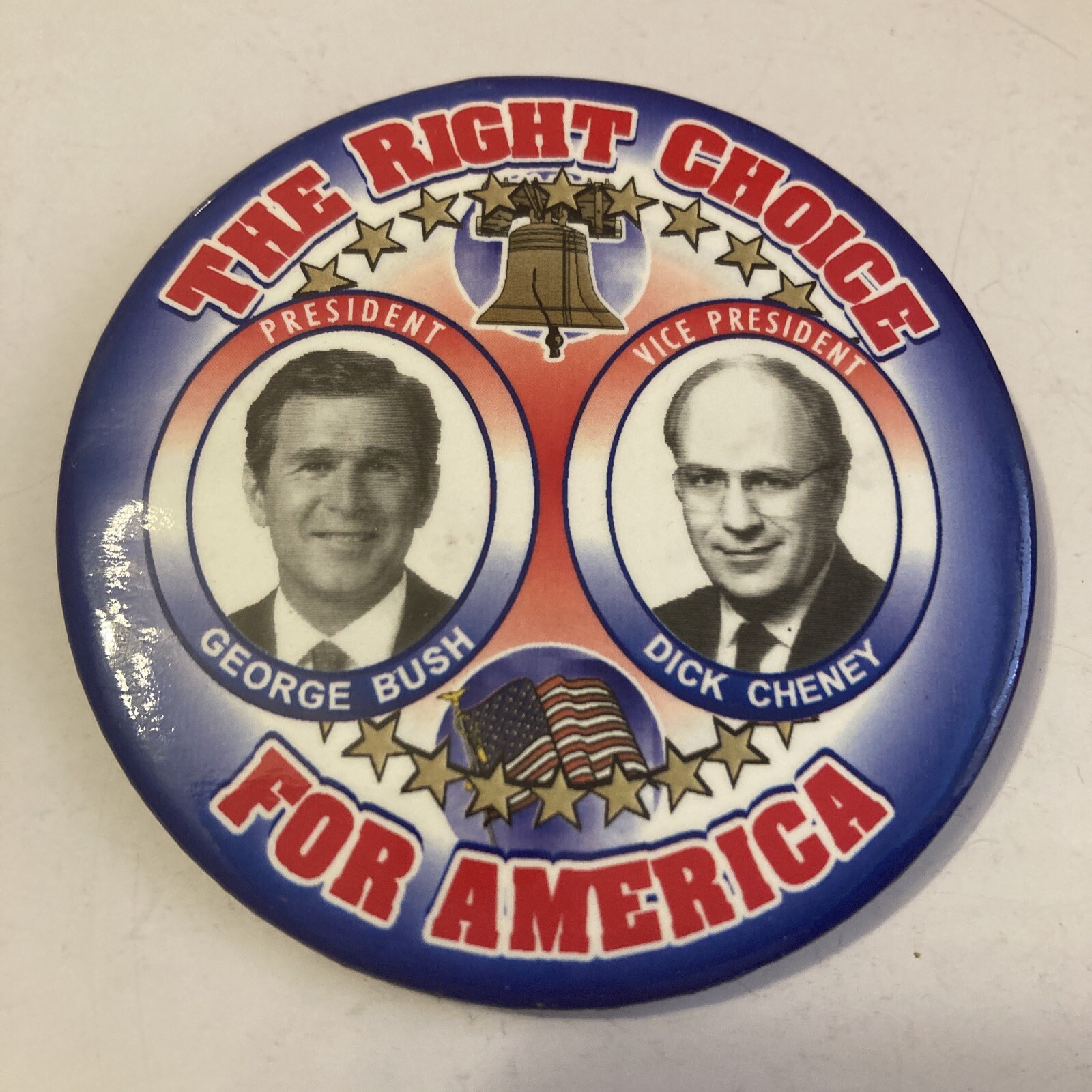 George Bush Dick Cheney The Right Choice Presidential Campaign Button 3 in. 2000