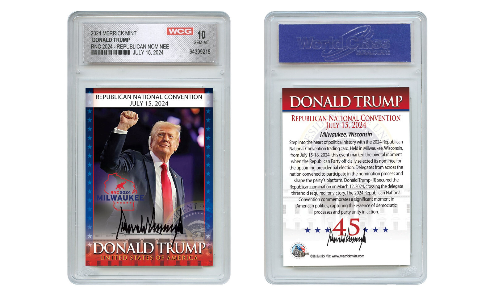 DONALD TRUMP 2024 Republican National Convention RNC Card – Graded GEM MINT 10