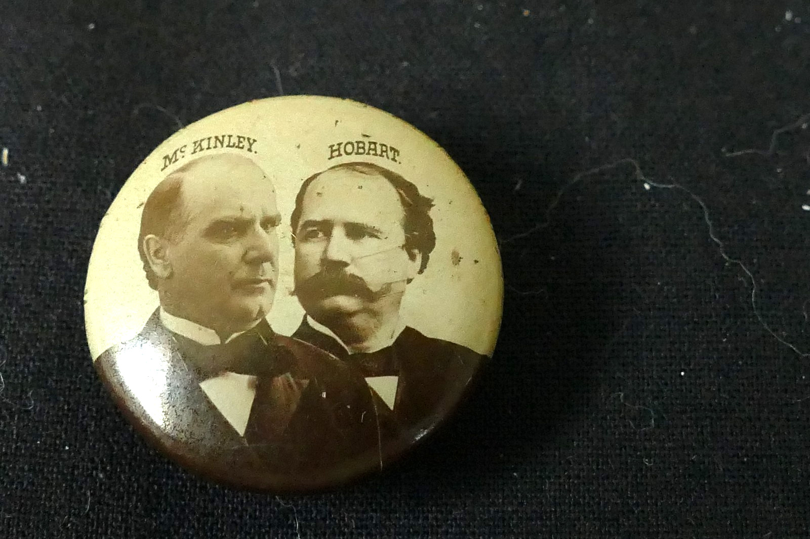 1896 William McKinley & Hobart Jugate Presidential Campaign Button Stud Pin 3/4″