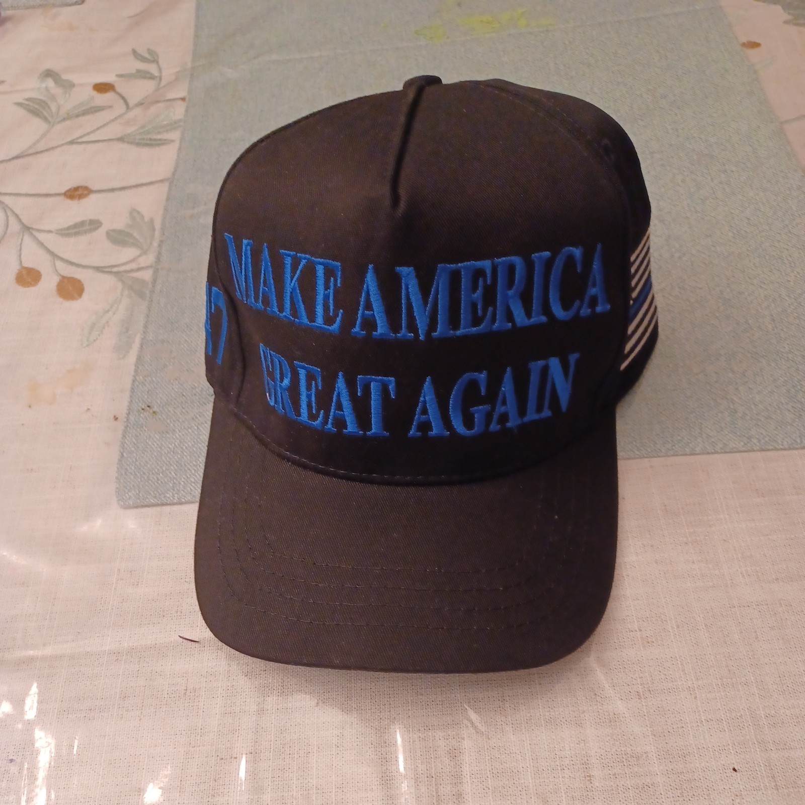 Donald Trump Official MAGA Hat Blue Line Police Law Make America Great CaliFame