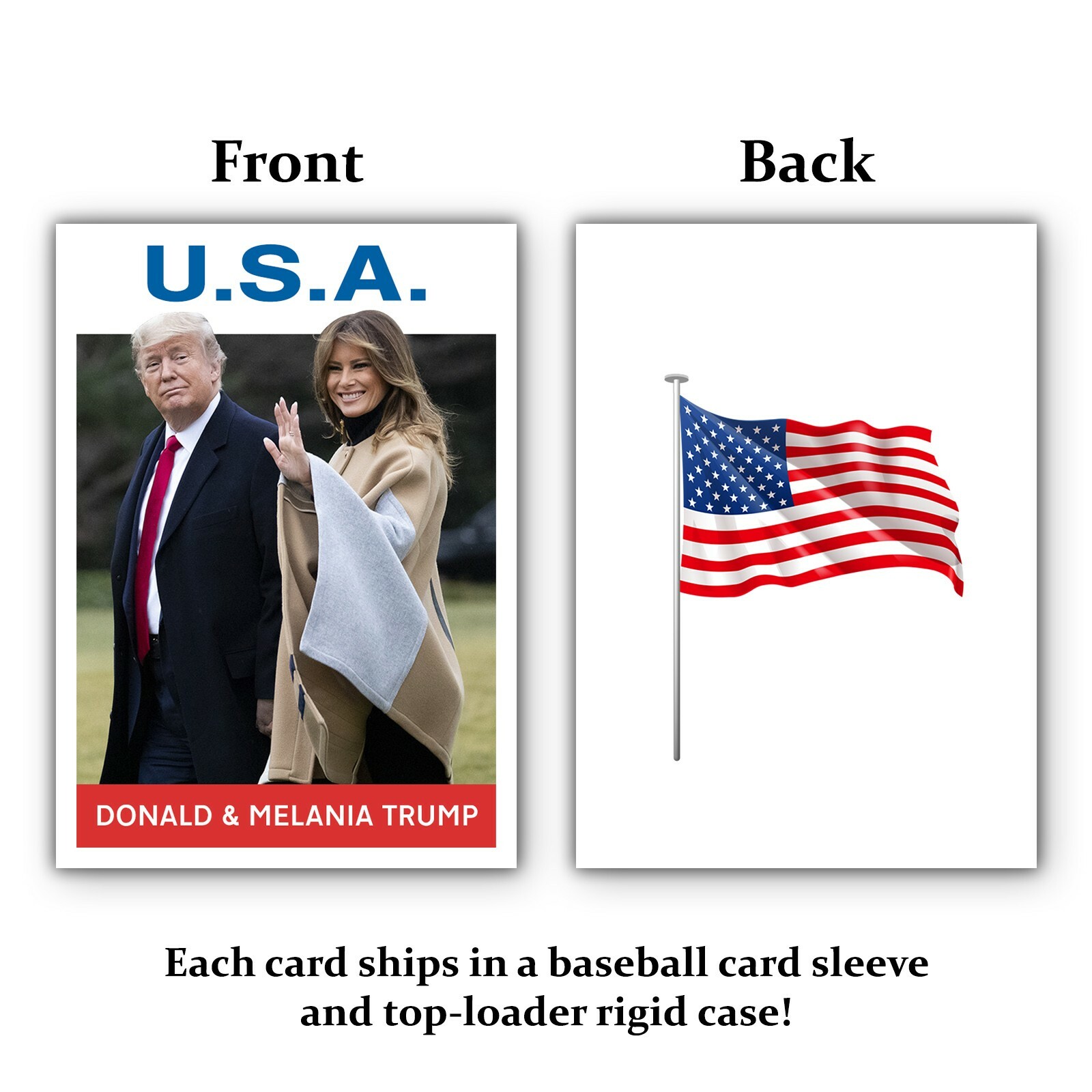 Donald and Melania Trump Novelty Custom 1960s Style Baseball Trading Card MAGA