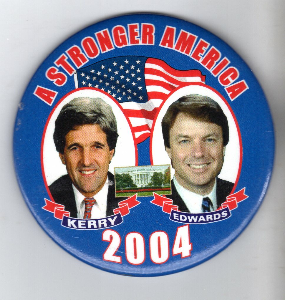 POLITICAL PIN (2004) “KERRY EDWARDS A STRONGER AMERICA Presidential Campaign