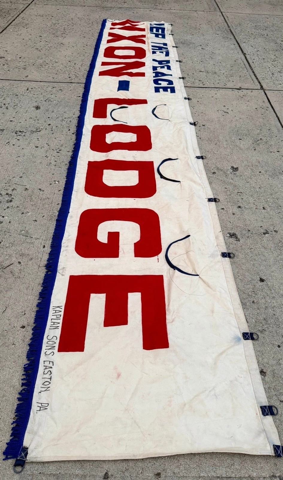 Original 1960 15’ Huge Canvas Nixon Lodge Campaign Hand Pained Banner Easton PA