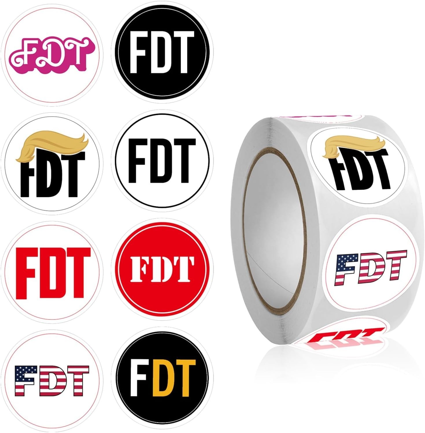 FDT Anti Tr××p Stickers Roll 500Pcs – Anti Tr××p 2025 Funny American Not My P