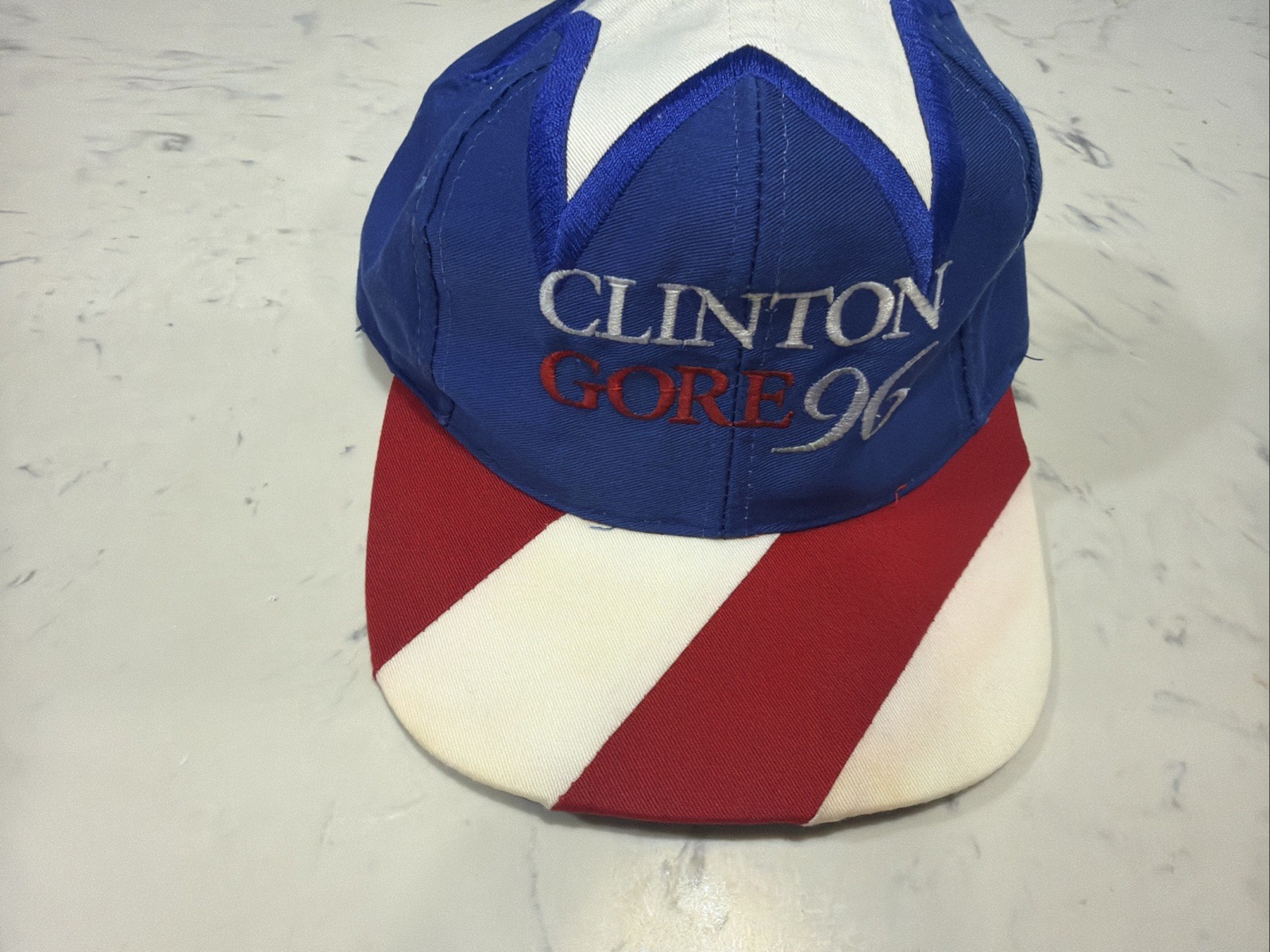 VINTAGE Clinton Gore 1996 Campaign Election Hat -Red White Blue Star 90’s USA