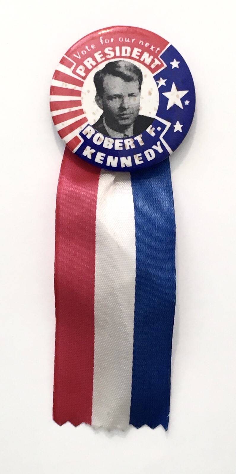 1968 RFK Vote For Our Next President Robert F Kennedy Button Pin & Ribbon