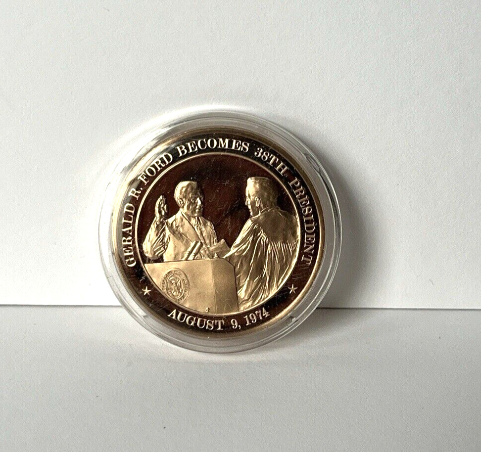Gerald Ford Becomes 38th President Bronze Medal In Capsule Size 1.75 Inches