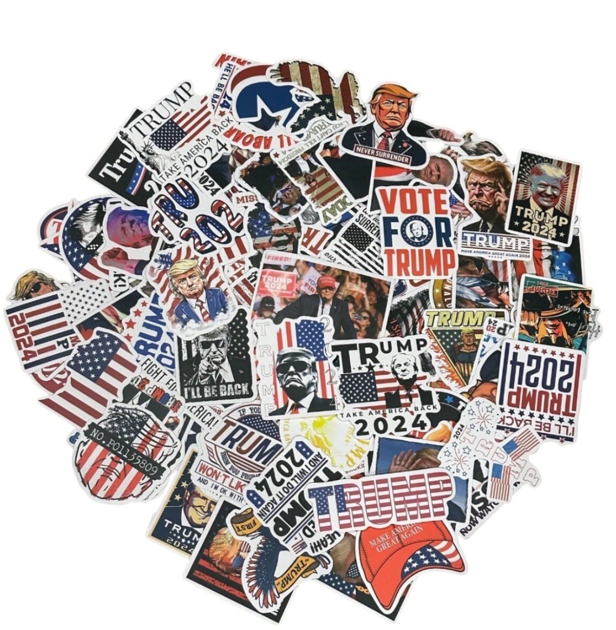 50 Bulk Lot Donald Trump MAGA 2024 Waterproof Car Stickers Decals 2-3” Lot B2