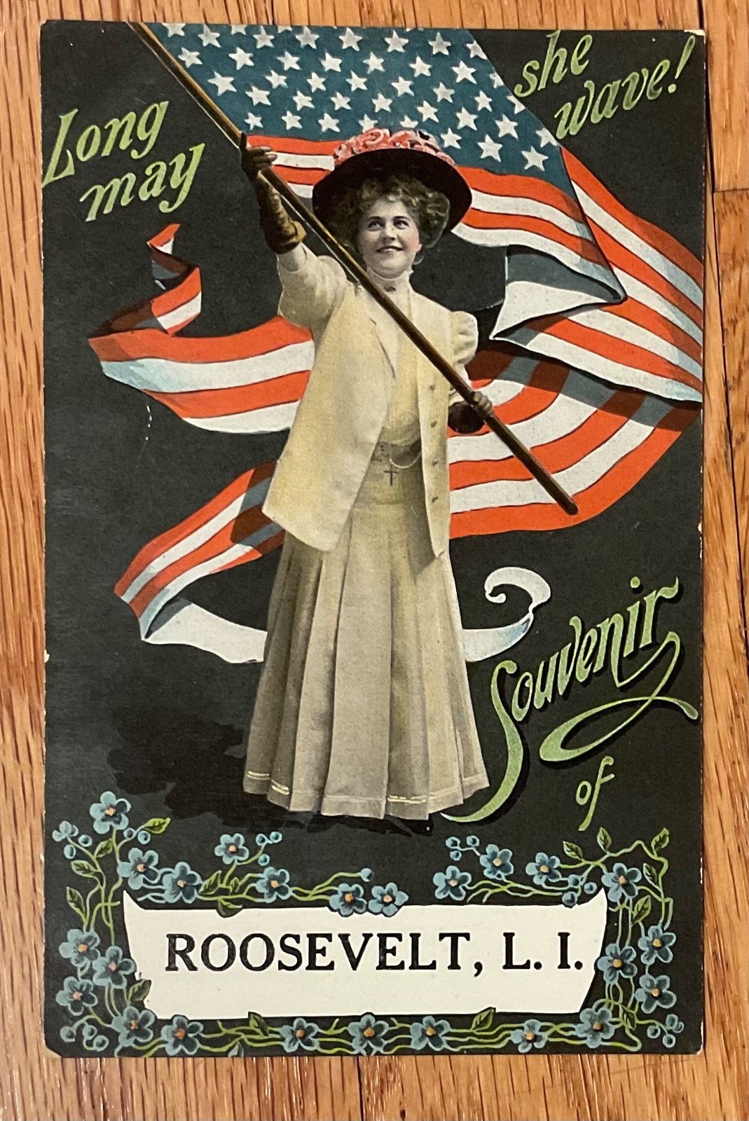 1910 RPPC POSTCARD PATRIOTIC FEMINIST POST CARD ROOSEVELT LONG ISLAND NEW YORK