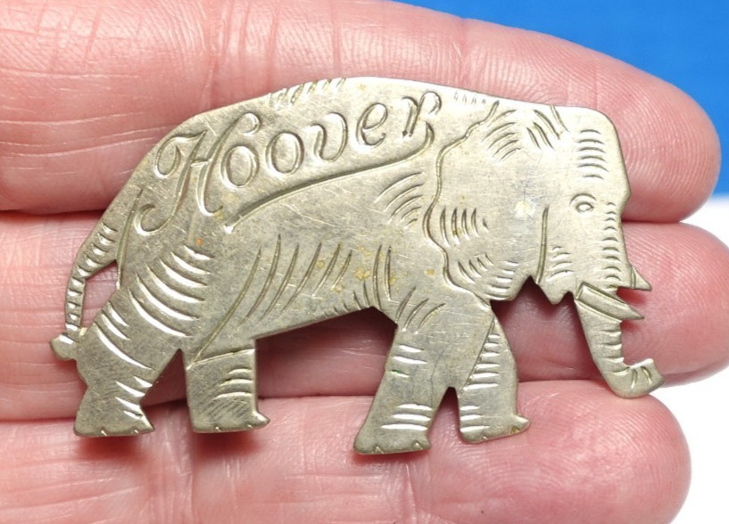 1928 HERBERT HOOVER ELEPHANT REPUBLICAN PRESIDENTAL CAMPAIGN PIN SILVER J-24
