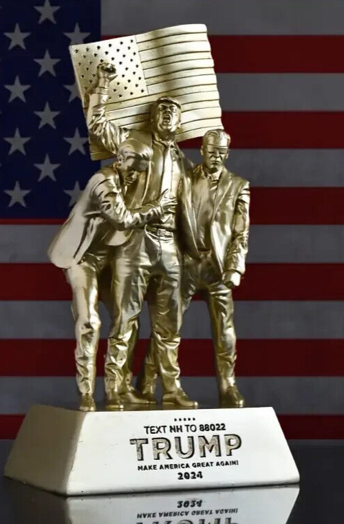 Donald Trump Assassination Fight Fight Statue Sculptures & Bonus Trump Coin