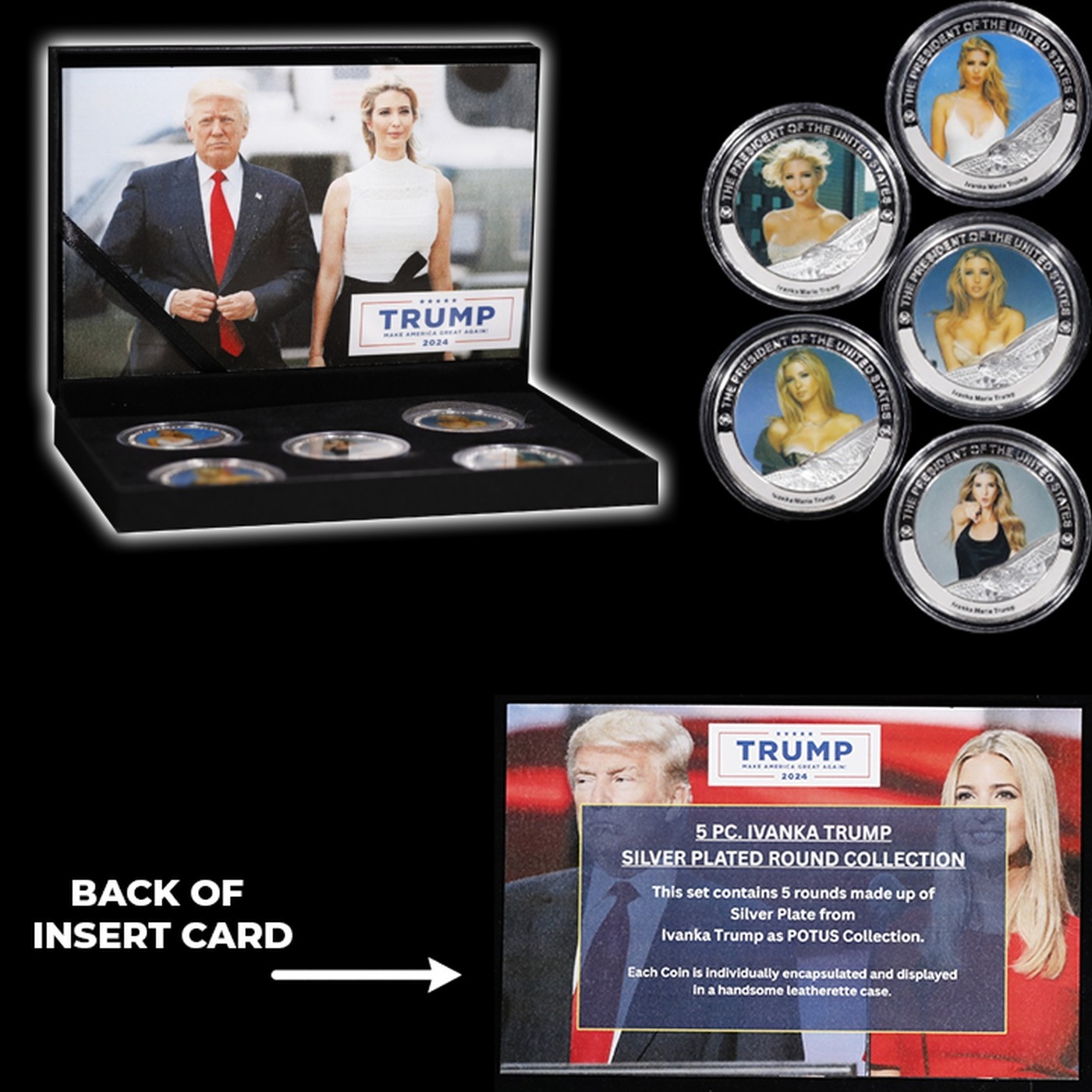 5 Coin Ivanka Trump as the POTUS Silver Plated Round Collection MAGA President