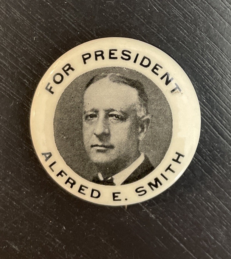 Antique 1928 Political Campaign President Alfred E. Smith 1.25” Pin Button MINT