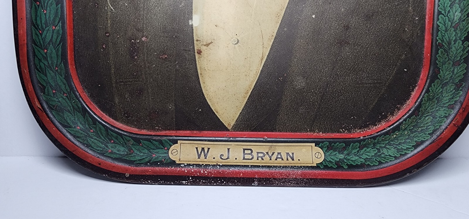 Antique William Jennings Bryan Memorial Tin Litho Serving Tray 1896 RARE