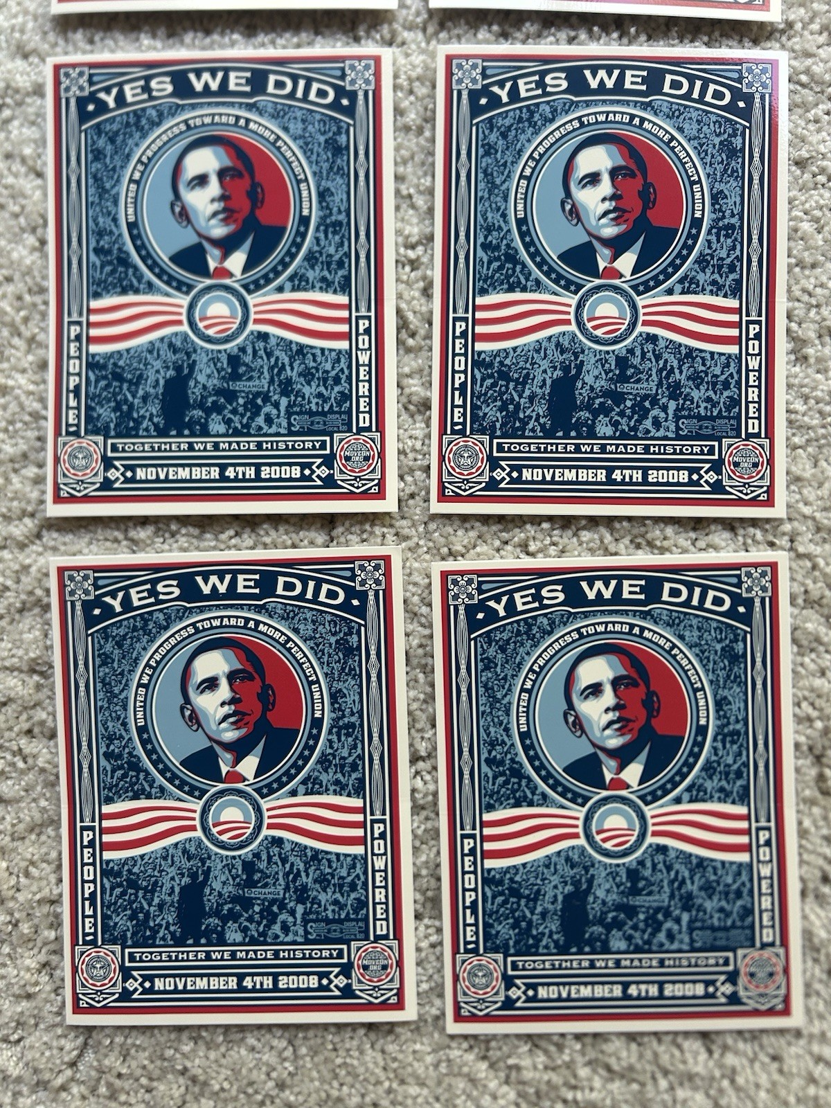 Lot Of 9 Obama Yes We Did 2008 Stickers Shepard Fairey President Political