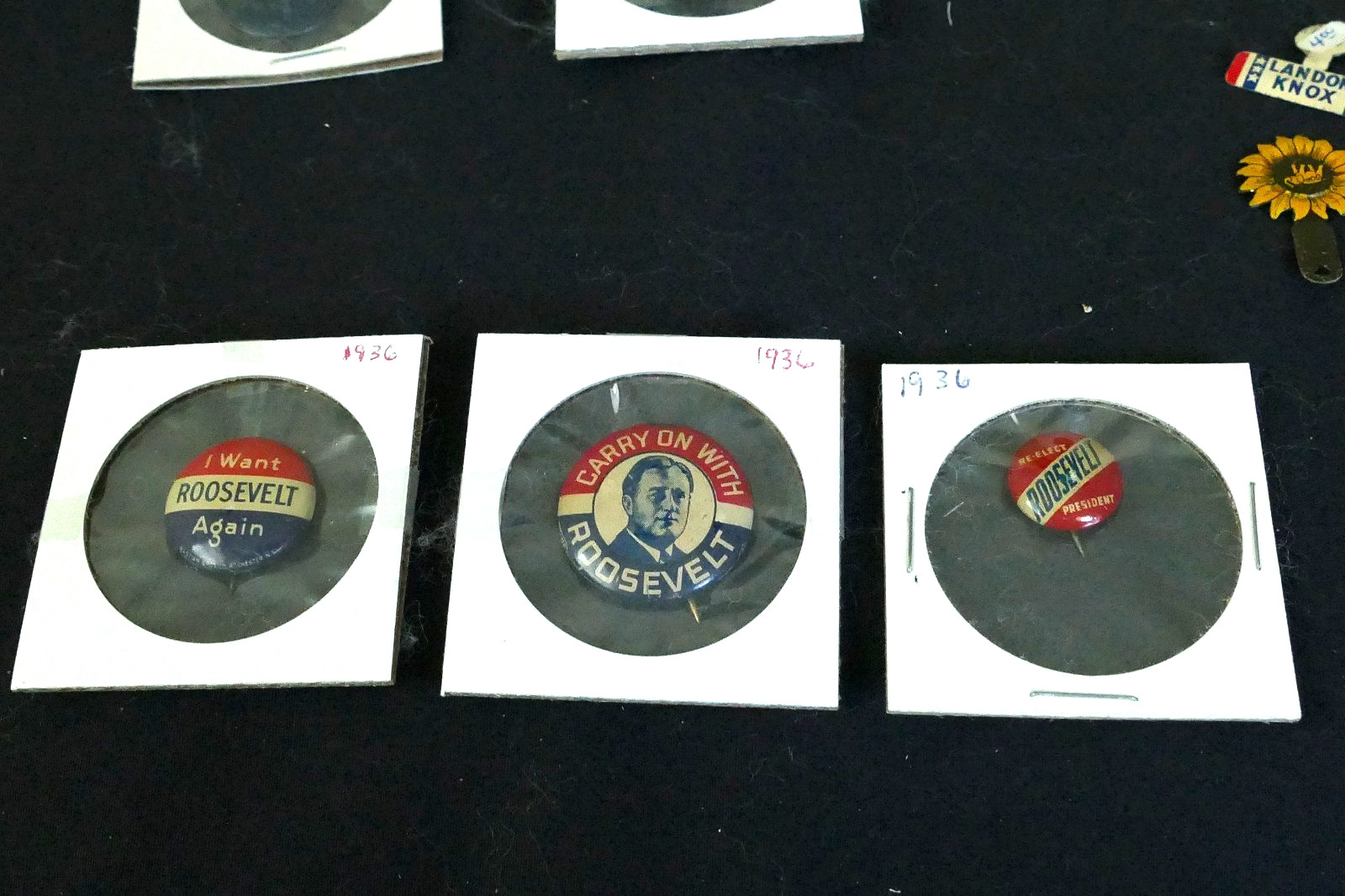 1936 Set Of 3 Franklin D. Roosevelt Presidential Campaign Buttons Pins Pinbacks