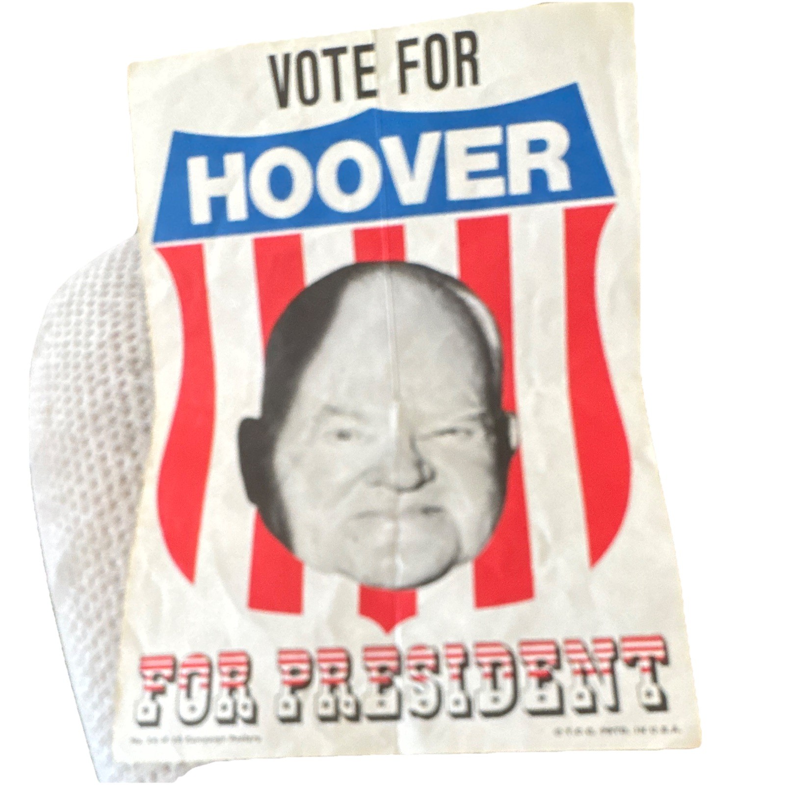 Herbert Hoover 1928 “Vote for Hoover for President” Campaign Poster Paper