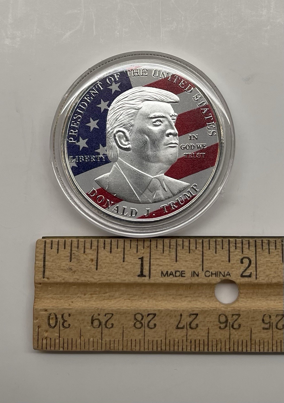 Donald Trump Make America Great Again Colorized Silver Plated Medallion Token.