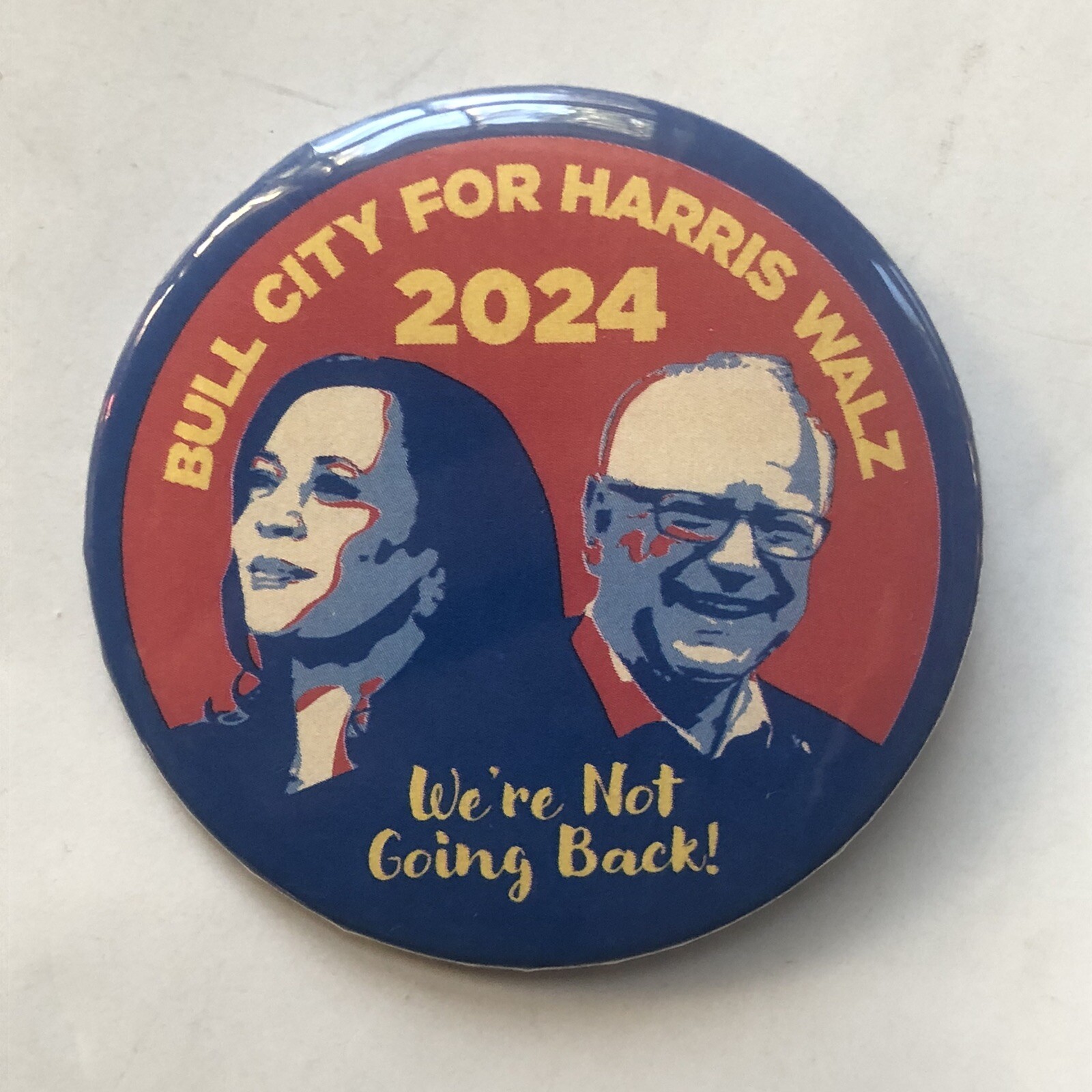 2024 Kamala Harris Tim Walz Bull City Durham NC PA PAC color jugate Button