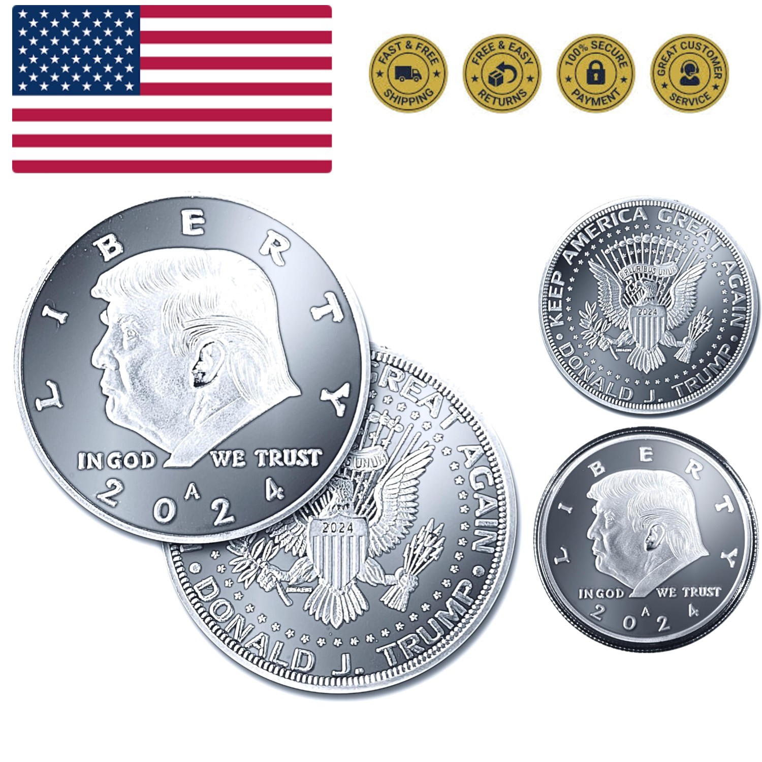 Donald Trump Silver Coin 2024 with Certificate of Authenticity, President Coi…