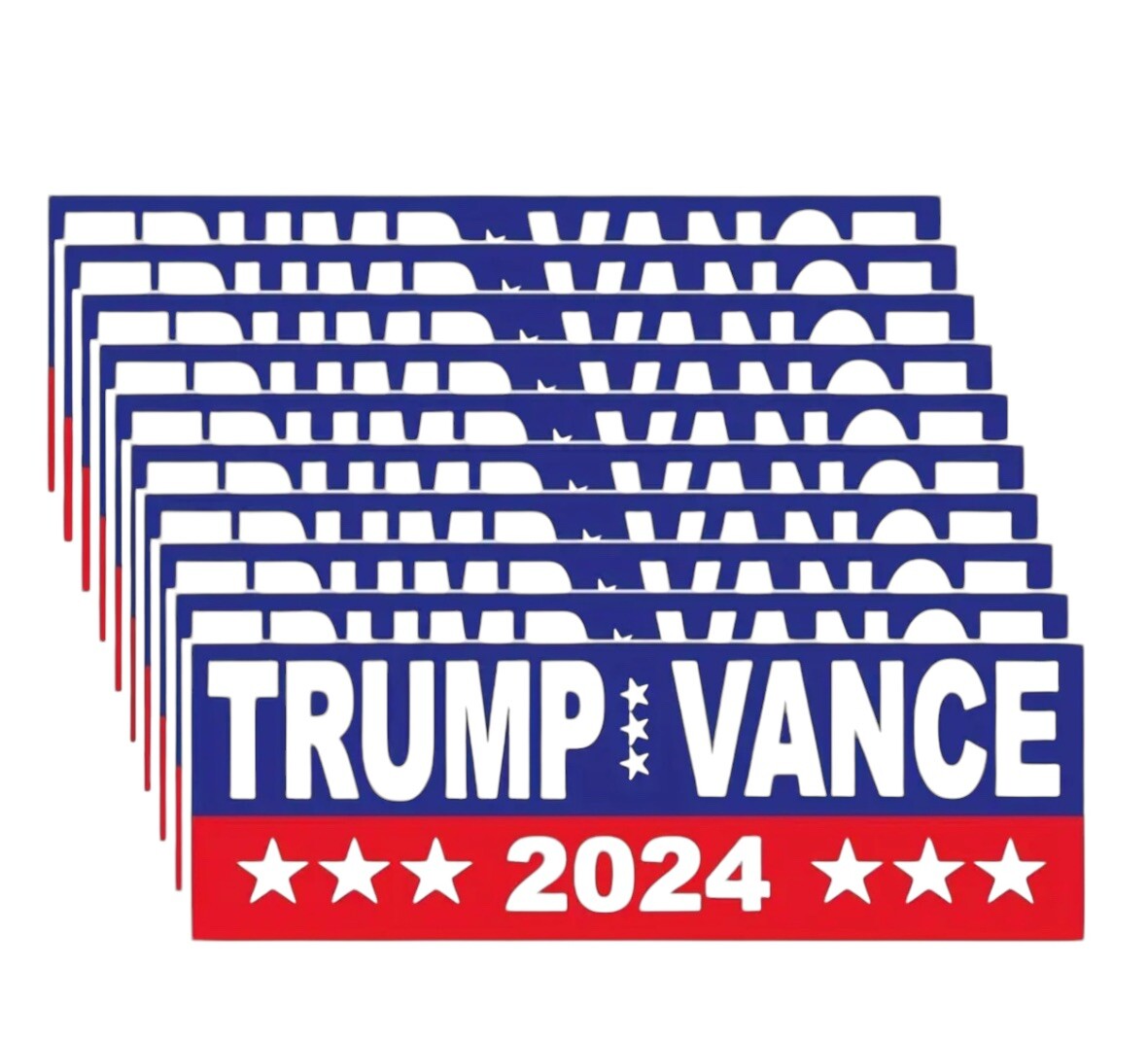 TRUMP VANCE 2024 RED BLUE MAGA Stars Bumper Sticker | Vinyl 9×3 | x1