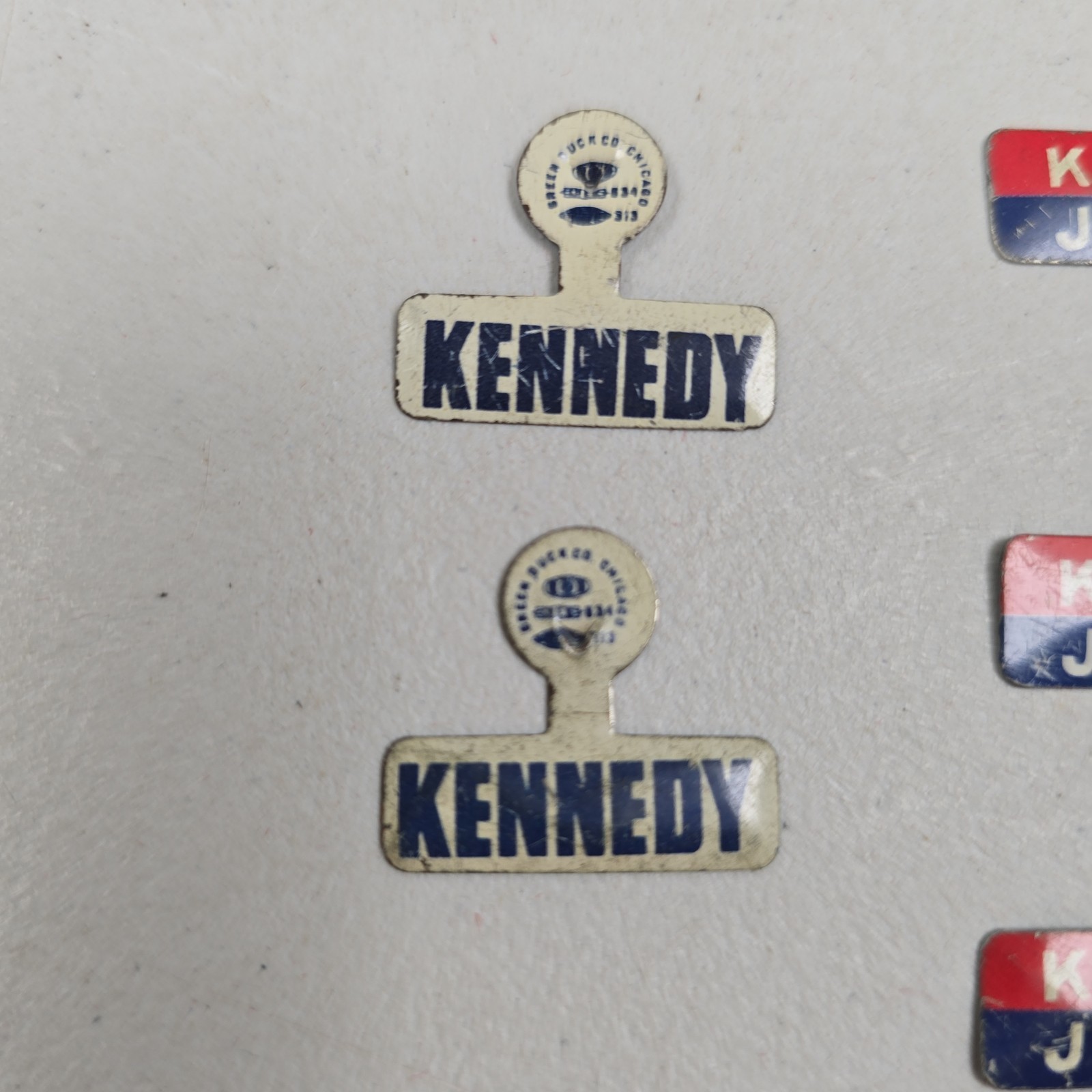 Vintage Lot of 5 – 1960 JFK KENNEDY JOHNSON Metal Lapel TAB