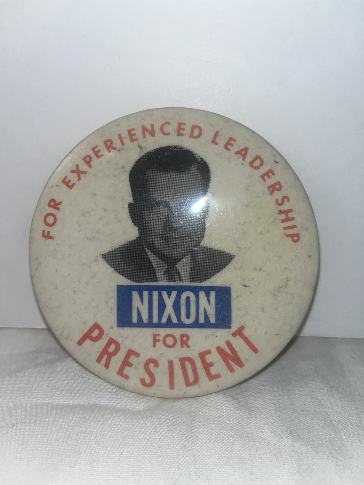 “For Experienced Leadership” Nixon Pin back Button Political President 1964