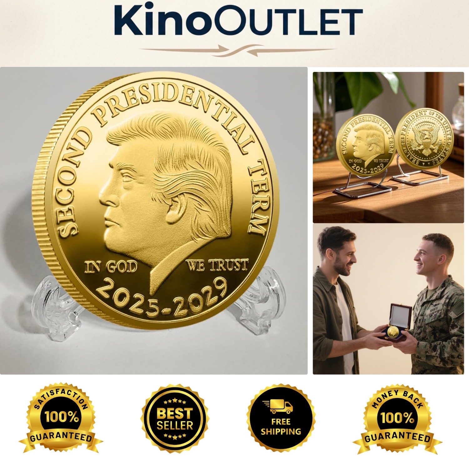 Patriotic Trump 2025-2029 Coin in Protective Case – Ideal Gift for Fans