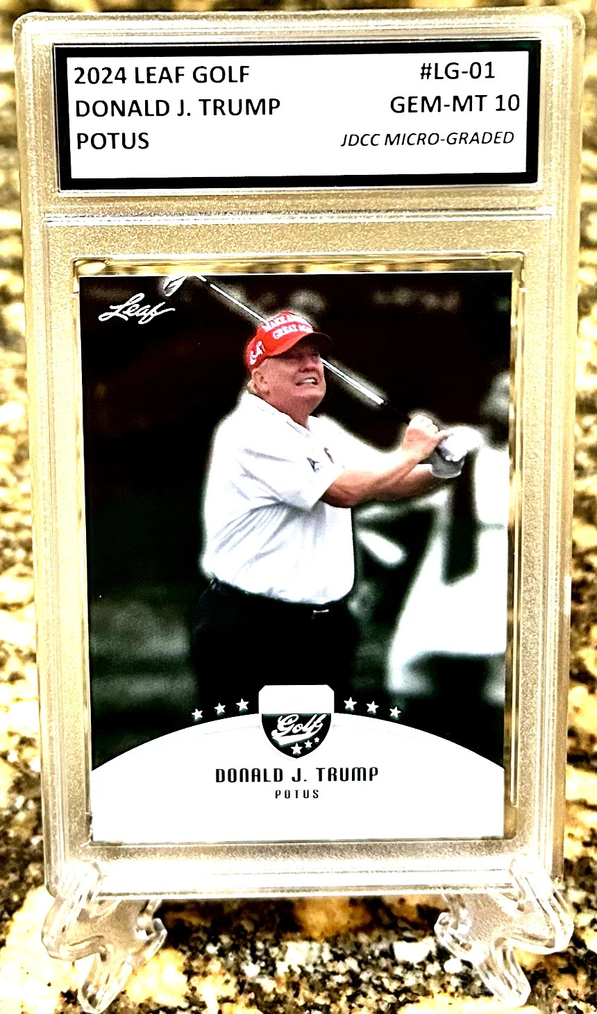 DONALD J. TRUMP Potus 2024 LEAF GOLF Graded Gem Mt-10 #LG-01. COA!