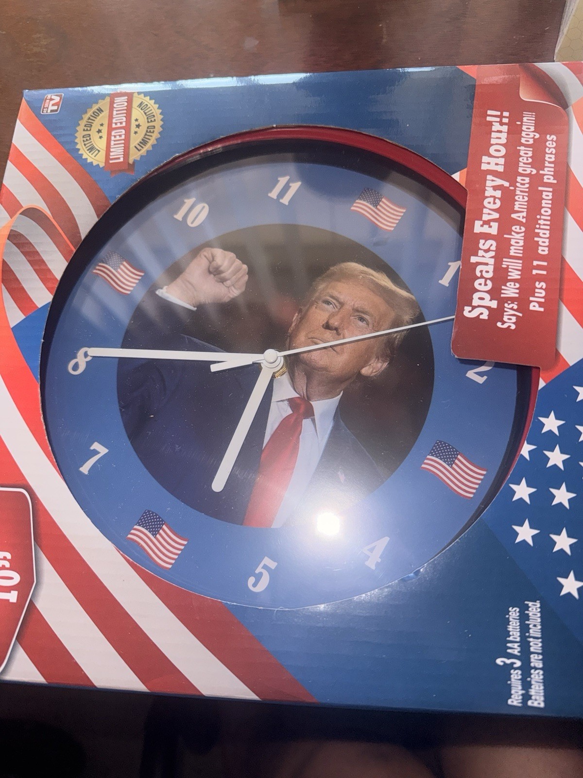 Donald Trump 10” MAGA Talking Clock On The Hour – NEW In Box